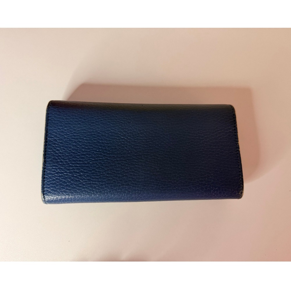 Gucci Interlocking G Continental Wallet Blue Pebbled Calfskin Gold Hardware - Picture 11 of 14
